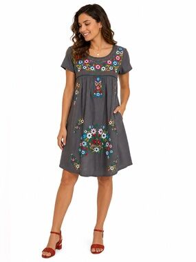 Embroidered Boho Tunic Dress